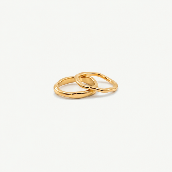 18k Gold Plated Stainless Steel Band Ring Set