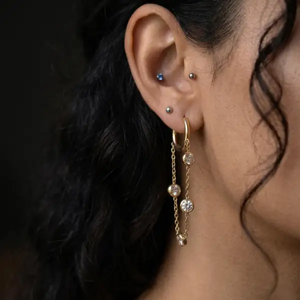 Crystal Chain Hoop Earrings, photo 2