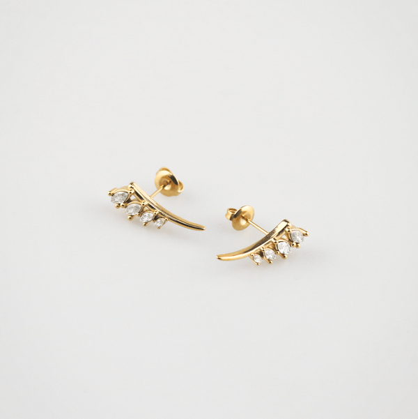 Gold Marquise Cluster Ear Climbers, photo 2