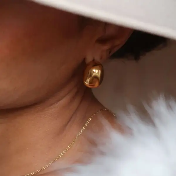 Gold Pebble Stud Earrings, photo 4