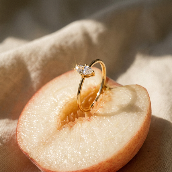 Marquise Cut Solitaire Ring in Hypoallergenic 316L Stainless Steel, photo 2