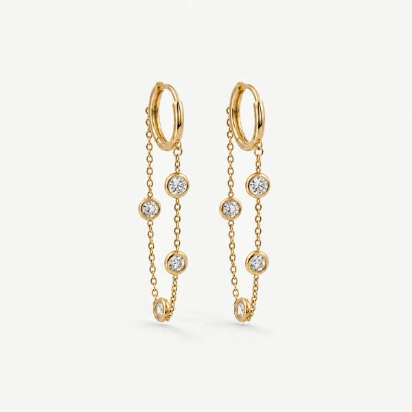 Crystal Chain Hoop Earrings