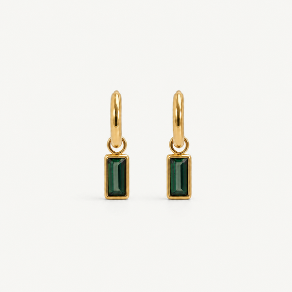 Green Sparkle Hoop Earrings