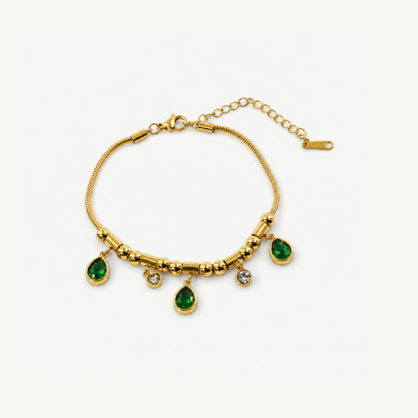Emerald Teardrop Charm Bracelet