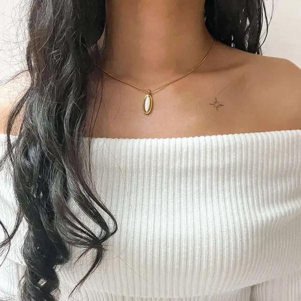 Vintage Mother of Pearl Pendant Necklace, photo 4