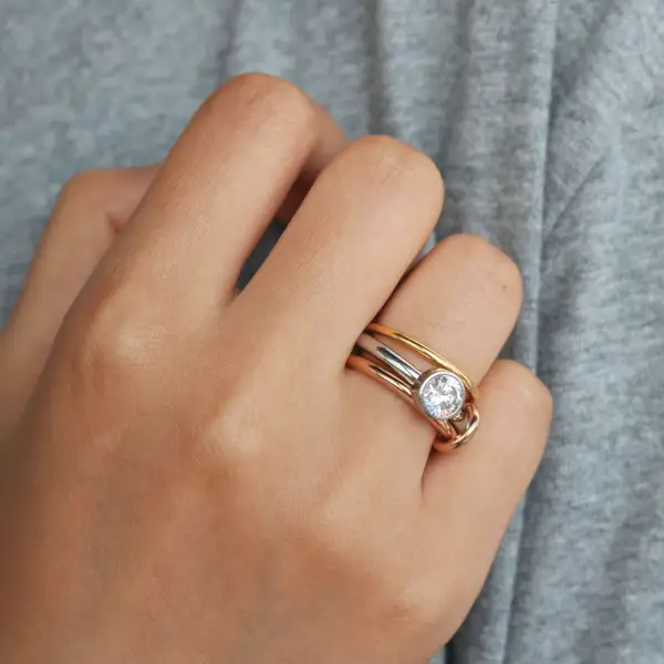 Triple Link Solitaire Ring, photo 3