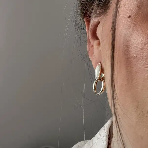 Nerida Mother of Pearl Hoop Earrings, photo 4