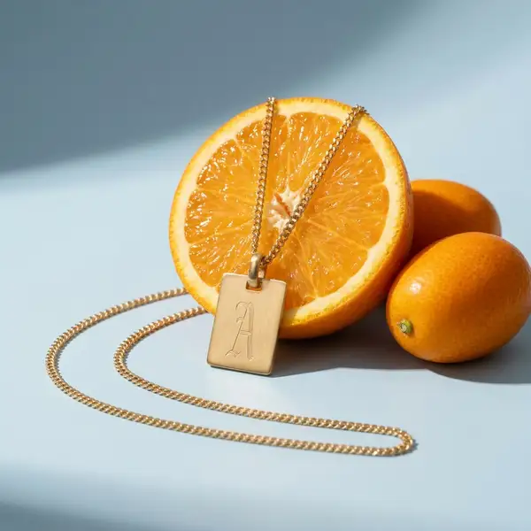 Hypoallergenic Old English Initial Tag Necklace, photo 4
