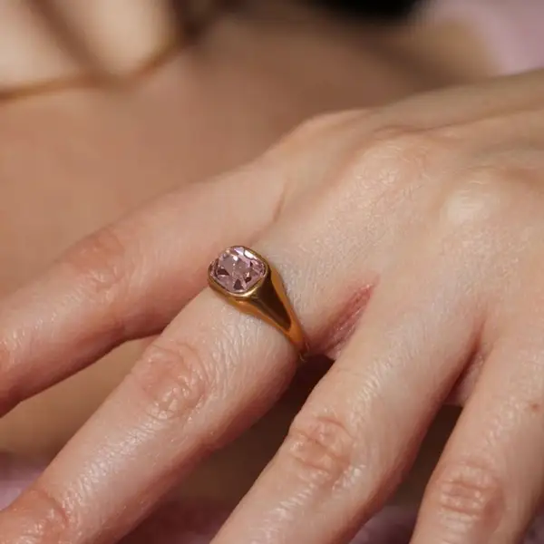 Pink Emerald Cut Ring, photo 3