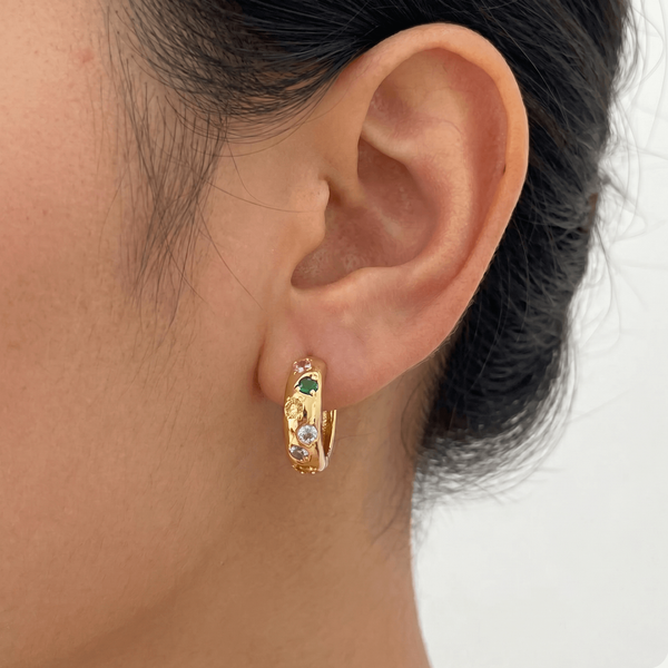 Rainbow Stone Hoop Earrings