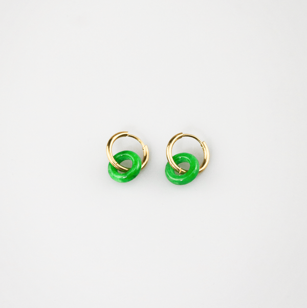 Green Jade Donut Hoop Earrings, photo 4