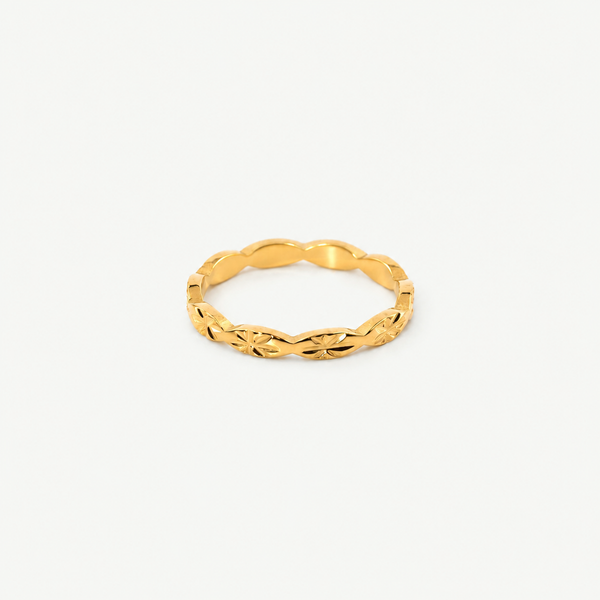 Carved Stackable Band Ring in Gold