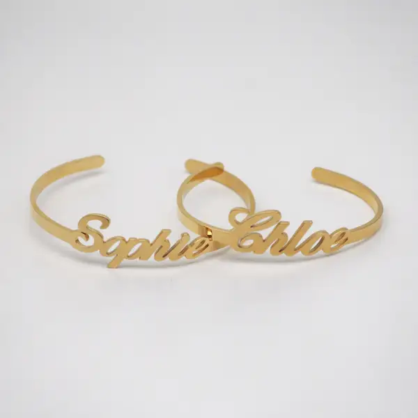 Personalized Gold Name Cuff Bracelet, photo 2