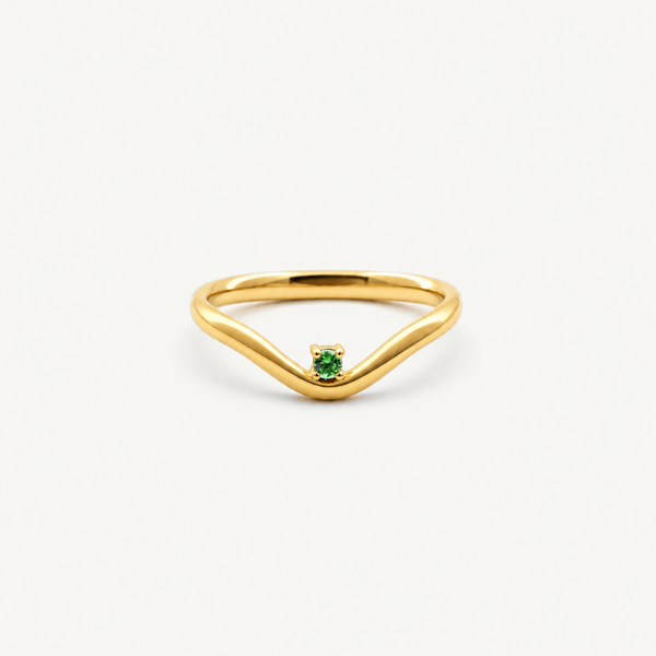 Emerald Dot Wave Ring