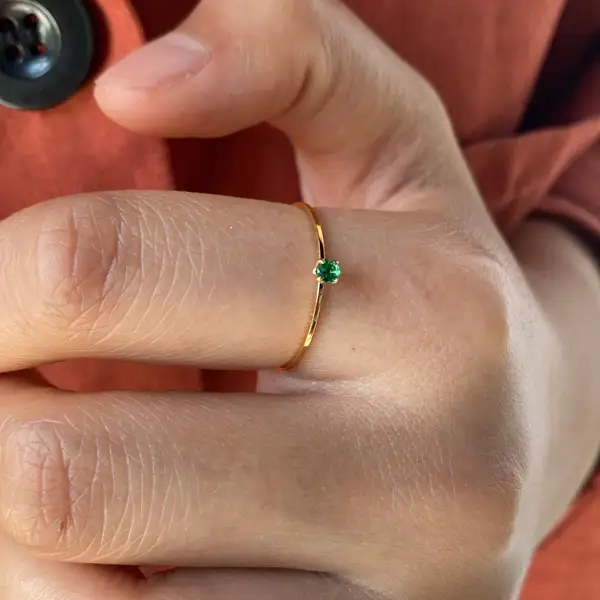 Tiny Green Stone Stacking Ring, photo 4