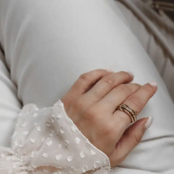 Gold Stacking Ring with Zircon Stones, photo 8