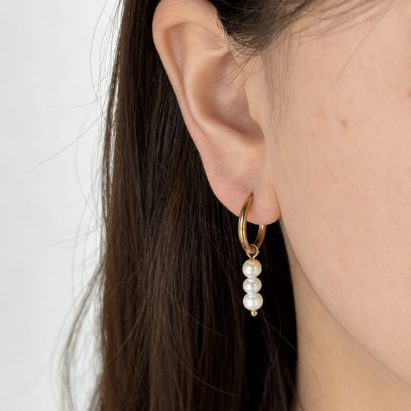 Triple Pearl Hoop Earrings, photo 3
