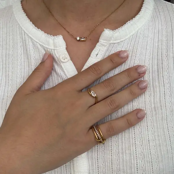Hypoallergenic Waterproof Bypass Marquise Ring, photo 4