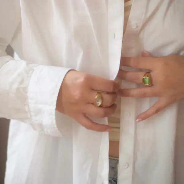 Green Cat's Eye Signet Ring, photo 8