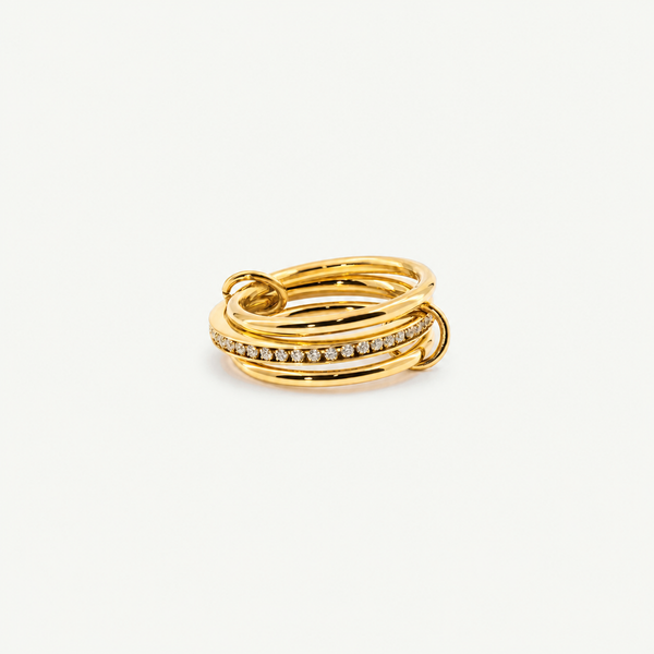 Gold Stacking Ring with Zircon Stones