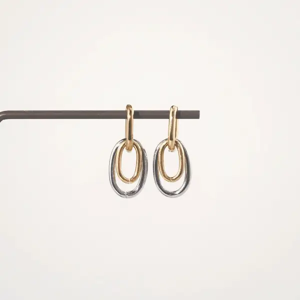 Mixed Metal Double Hoop Earrings, photo 2