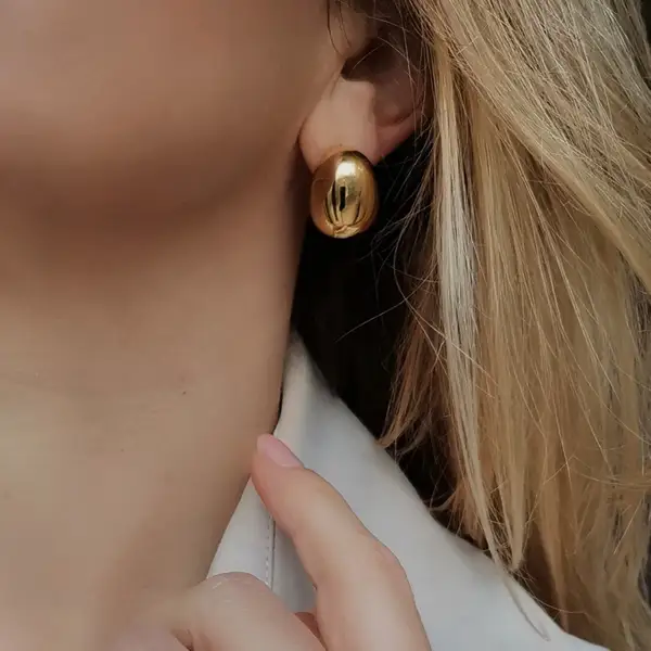 Gold Pebble Stud Earrings, photo 5