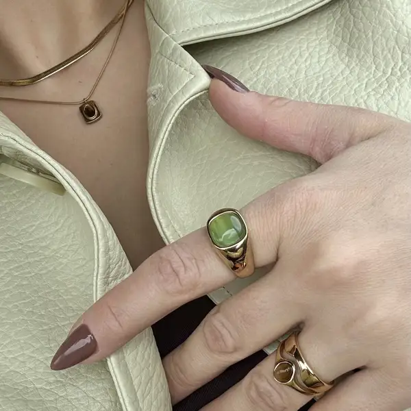 Green Cat's Eye Signet Ring, photo 10
