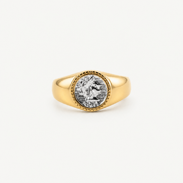 Athena Coin Signet Ring