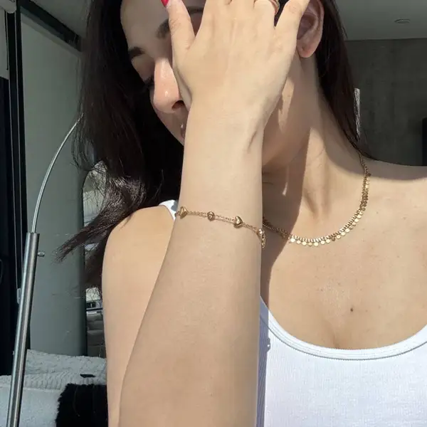 Gold Heart CZ Station Bracelet, photo 4