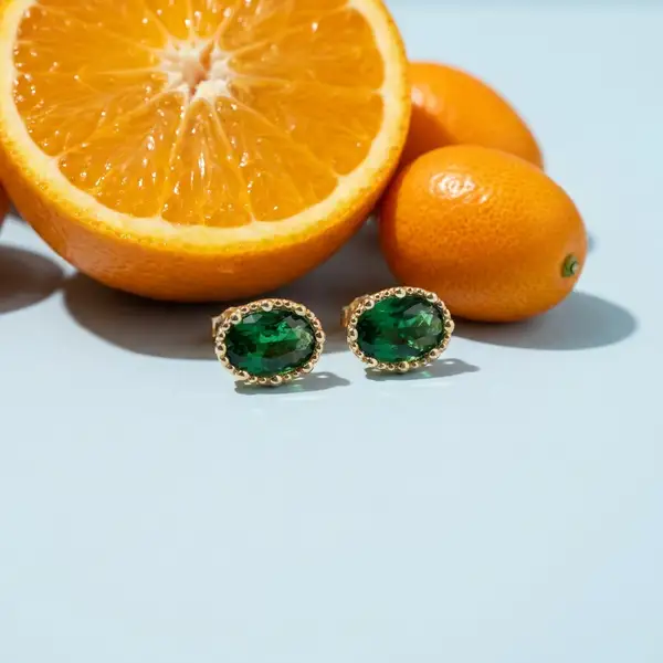 Emerald Oval Stud Earrings, photo 4