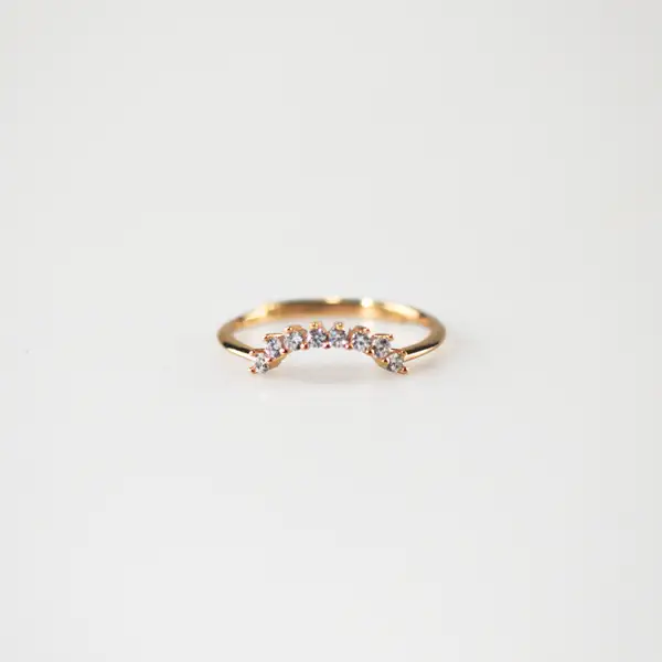 Pearl Crown Ring + Arch Band Ring Set, photo 3