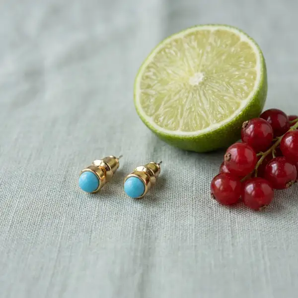 Blue Agate Stud Earrings for Women, photo 4