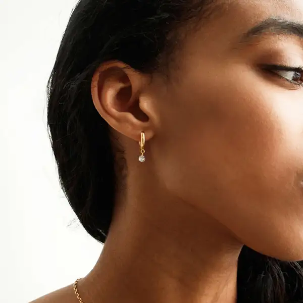 Crystal Drop Hoop Earrings for Women