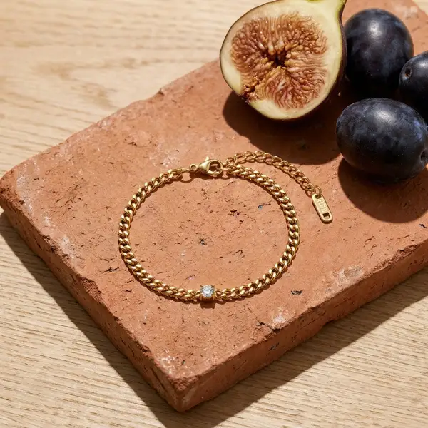 Solitaire Curb Chain Bracelet, photo 4
