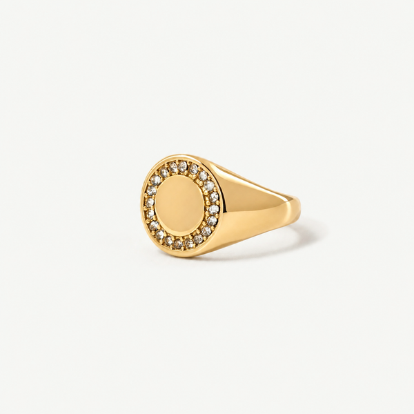Circle Pave Signet Ring