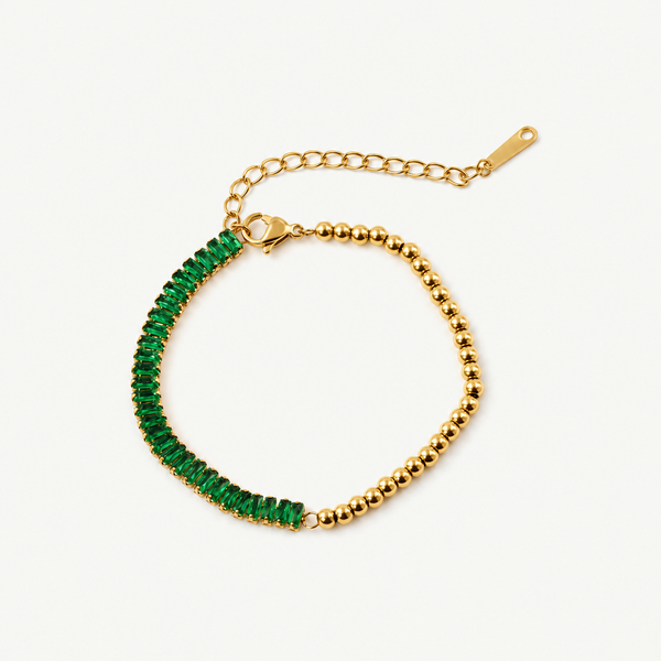 Half Emerald Half Beaded Bracelet