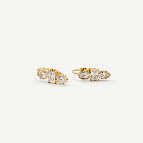 Trio Crystal Hoop Earrings