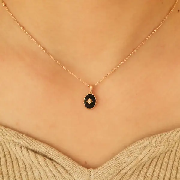 Vintage Black Onyx Starburst Charm, photo 2