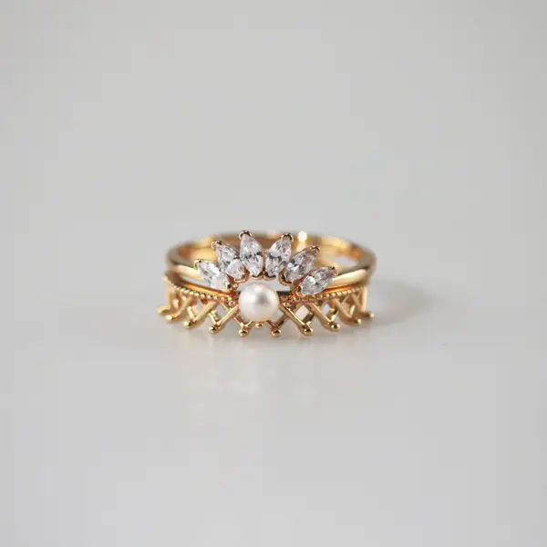 Stackable Gold Plated Stainless Steel Ring Set