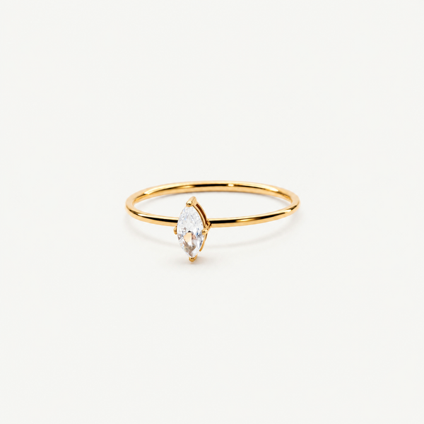 Marquise Cut Solitaire Ring in Hypoallergenic 316L Stainless Steel