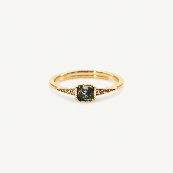 Vintage Gold Plated Aquatic Agate Ring