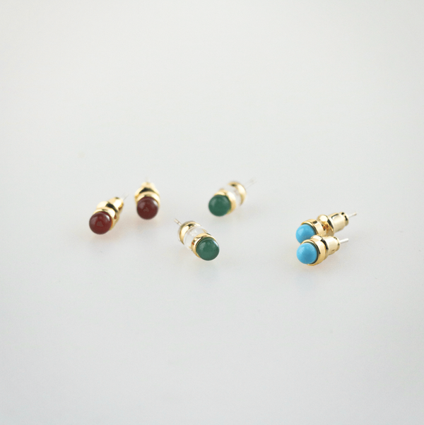 Blue Agate Stud Earrings for Women, photo 3
