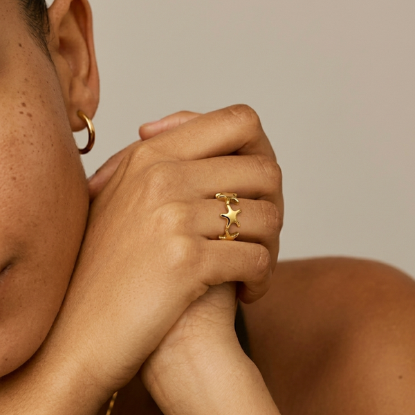 Gold Plated Starfish Band Ring, photo 2