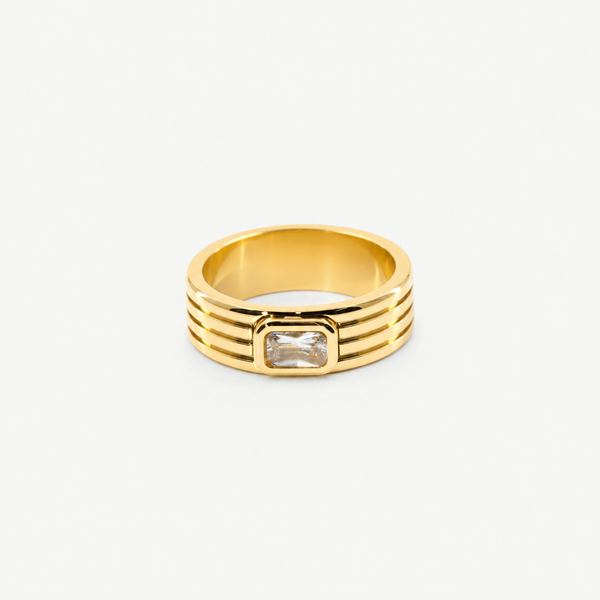 Crystal Ribbed Ring