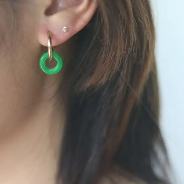 Green Jade Donut Hoop Earrings, photo 2