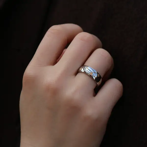 Silver Starburst Band Ring, photo 3