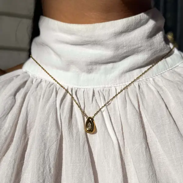 Pear Bezel Teardrop Necklace, photo 6
