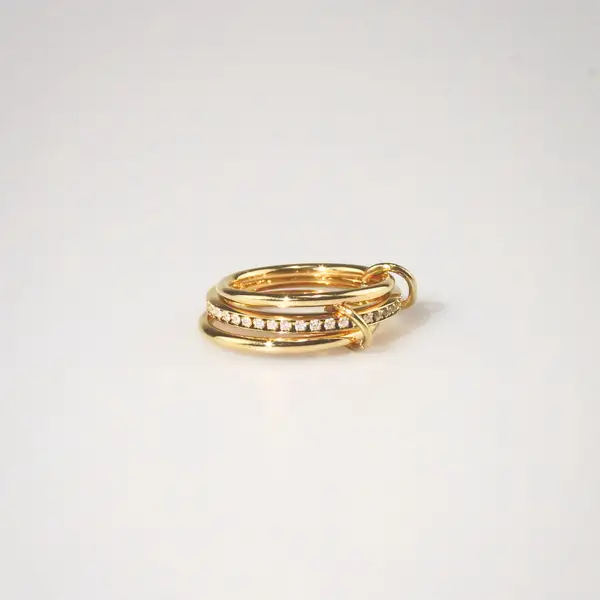 Gold Stacking Ring with Zircon Stones, photo 2