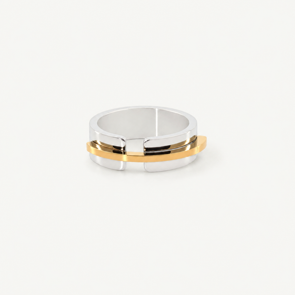 Two Tone Gold & Silver Band Ring