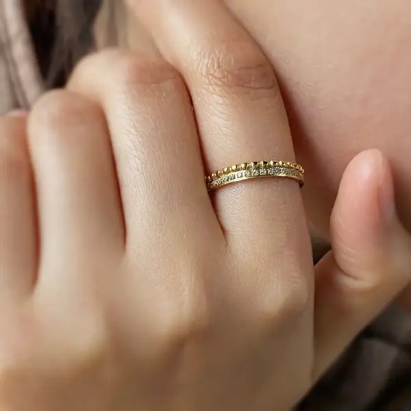 Milgrain Half Eternity Band Ring, photo 2